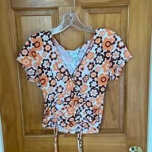 Y2K flower scrunched shirt